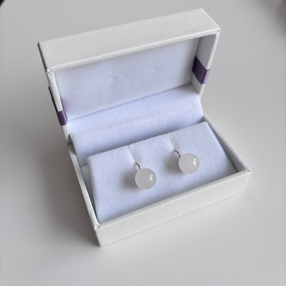 White Freshwater Pearl Stud Earrings Non Pierced CLIP ON in Gift Box Handmade